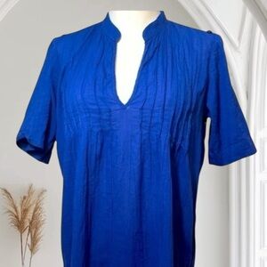 Lauren Ralph Lauren dress woman’s cotton Blue casual VNeck size XSmall